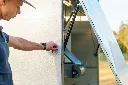 Chicken-Caravan-130-auto-doors-button-in-use